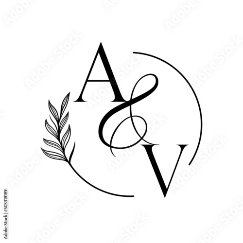 va, av, Elegant Wedding Monogram, Wedding Logo Design, Save The Date Logo