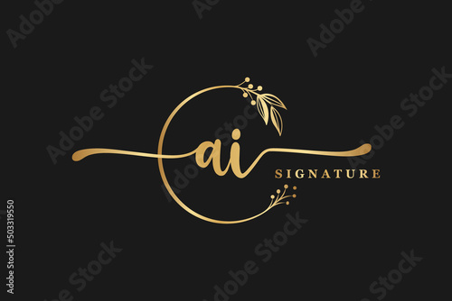 luxury signature initial ai logo design. Handwriting vector logo design illustration image