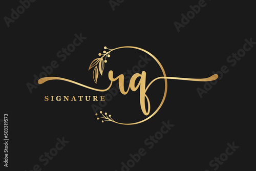 luxury signature initial rq logo design. Handwriting vector logo design illustration image