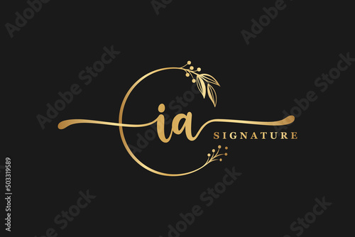 Vászonkép luxury signature initial ia logo design