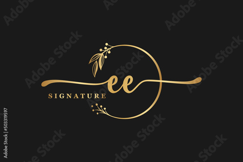 luxury signature initial ee logo design. Handwriting vector logo design illustration image photo