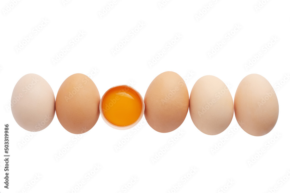 Chicken eggs on a white isolated background Chicken eggs on a white isolated background