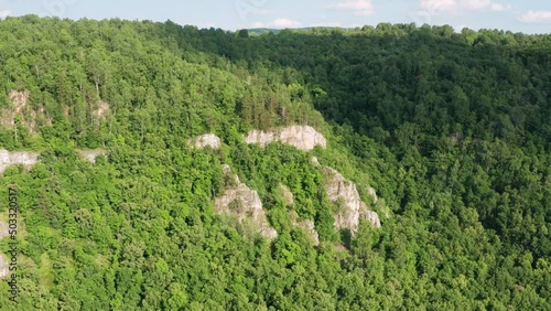 Ural Mountains, Bashkiria, Kyzyltash rocks. Aerial view. photo