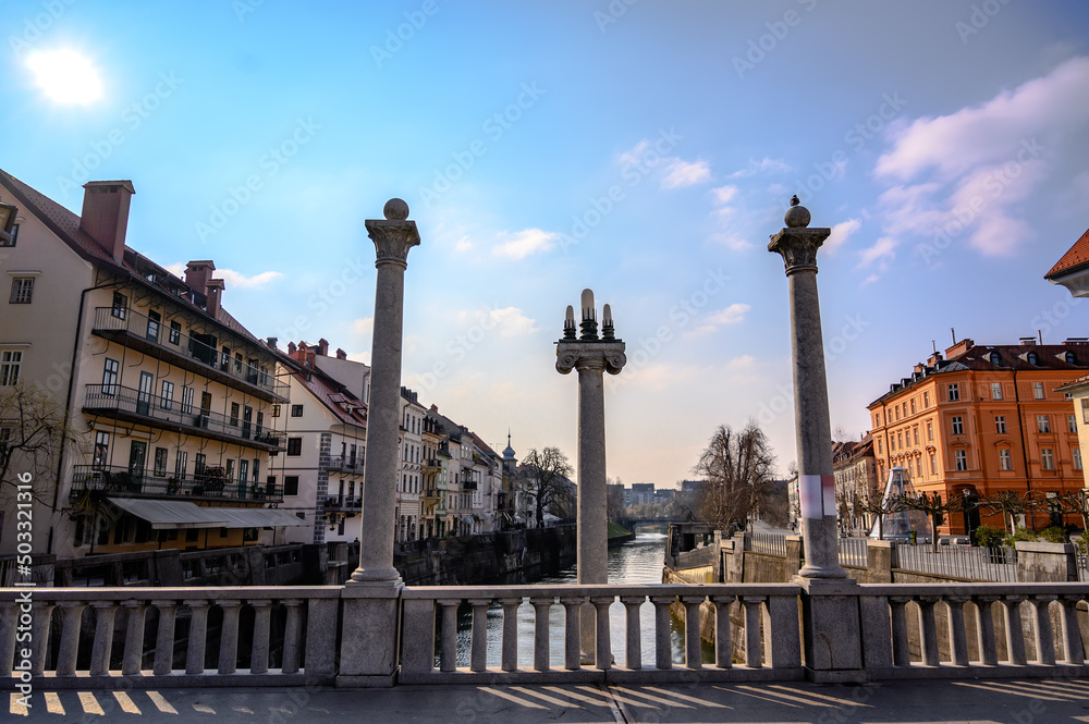 Fishmarket footbridge and the Ljubljanica river
