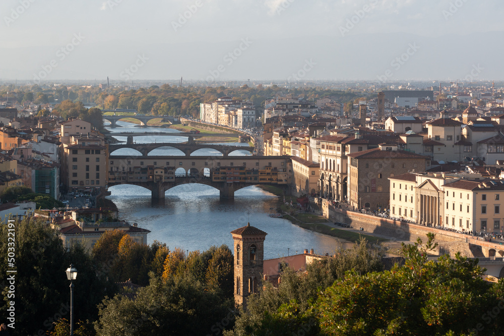 Vue aérienne de Florence depuis la place Michelangelo