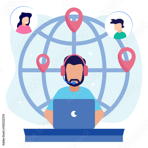 Illustration vector graphic cartoon character of customer support