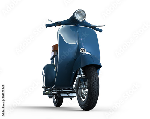 Vintage blue scooter isolated - 3d rendering