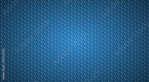 Fotografiet Dark hexagonal background with blue gradient