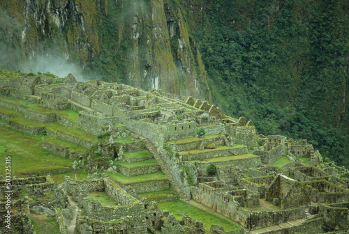 The Machu Pichu country of the Incas seen from the top of the URUBAMBA mountains