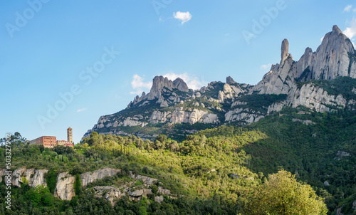 View of Sant Benet monastery in Montserrat Mountain, Catalonia