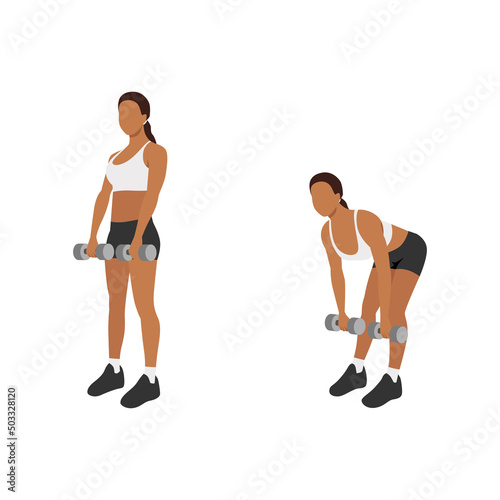 Woman doing Romanian deadlift exercise. Flat vector illustration isolated on white background