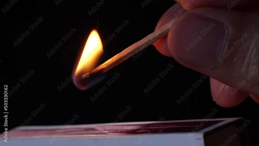 match was lit. There was a bright fire flame match was lit. There was a bright fire flame