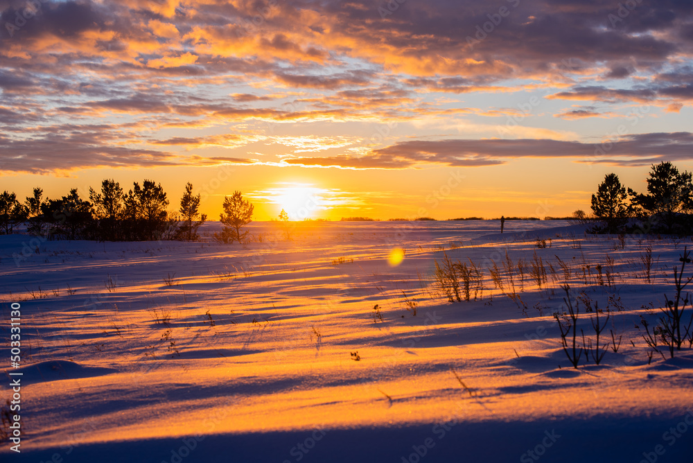 Naklejka premium Winter sunset
