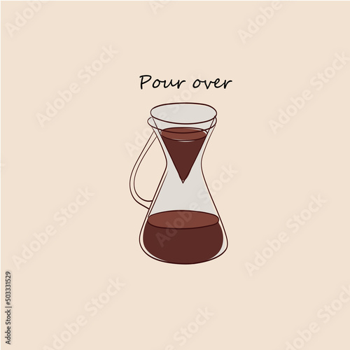 Vector hand-drawn illustration of coffee pour-over maker icon