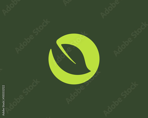 Abstract letter O logo isolated on dark background. Minimalistic leaf, forest, garden vector sign symbol mark logotype.