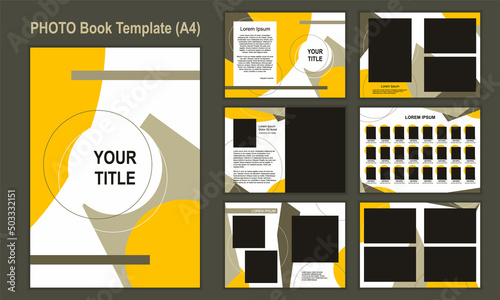 Template for school photobook or graduation album. Modern geometric style. Layout of Frames for photos in A4 format. Vector illustration