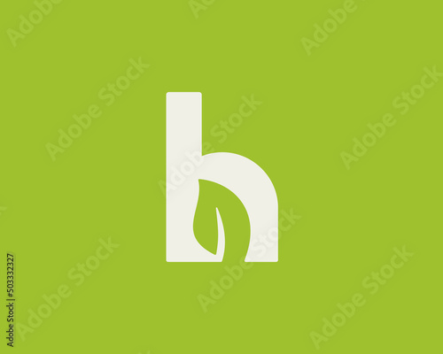 Abstract letter H logo design template. Colorful green leaf nature eco vector icon logotype.