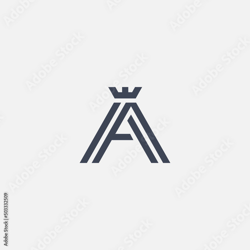 Letter A with crown monogram, minimal style identity initial logo template. Monochrome lines vector emblem logotype for business cards initials invitations ect.