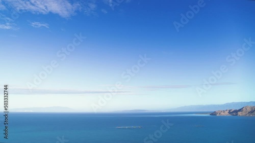 Wallpaper Mural Bright open blue sky over the blue sea off the tropical coast. Summer seascape in the early morning. Cruise. View of the sea from a bird's eye view. Torontodigital.ca