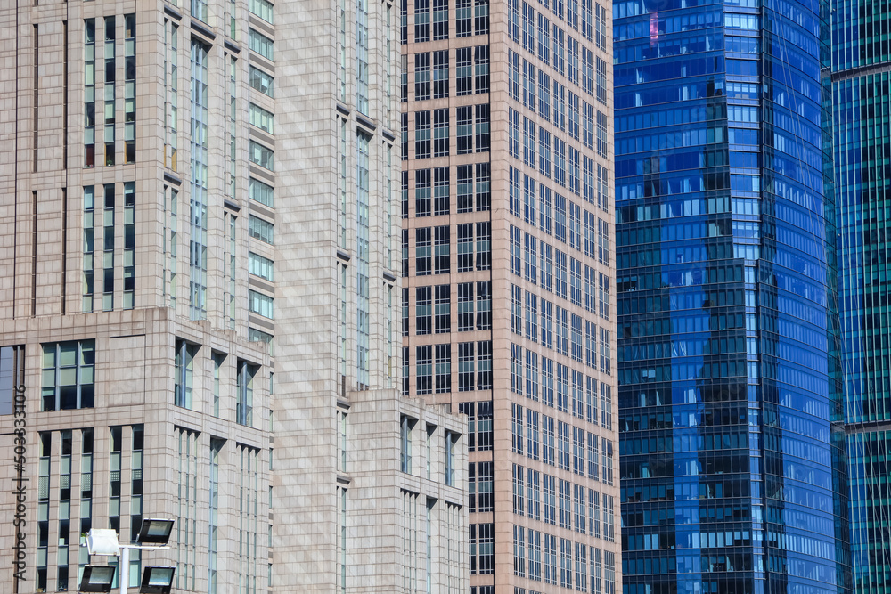 Row of several tall buildings in Pudong business district, Shanghai. Row of several tall buildings in Pudong business district, Shanghai.