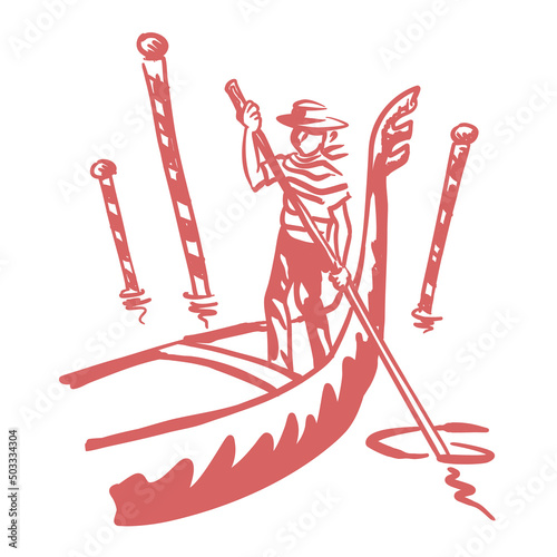 gondola boat with man in hat driver