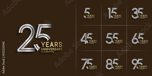 set of anniversary premium collection silver and gold color can be use for celebration event