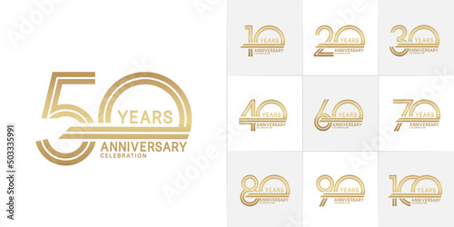set of anniversary premium collection golden color can be use for celebration event