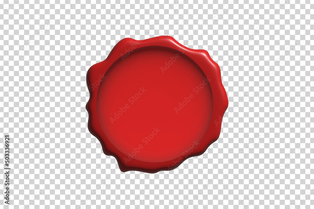 Vector realistic isolated red wax stamp on the transparent background