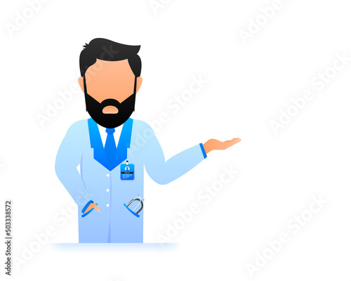 3d doctor for web design. Healthcare illustration. Vector graphic illustration