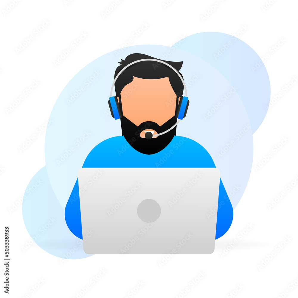 Customer help. Tech support. Cartoon vector illustration. Feedback ...