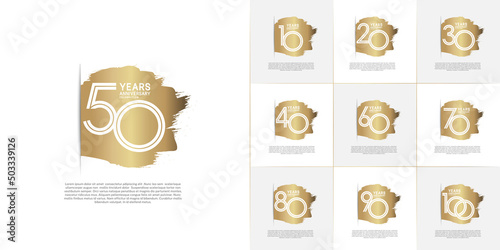 set of anniversary premium collection golden color can be use for celebration event