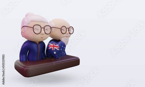3d grandparents day love Australia flag rendering left view