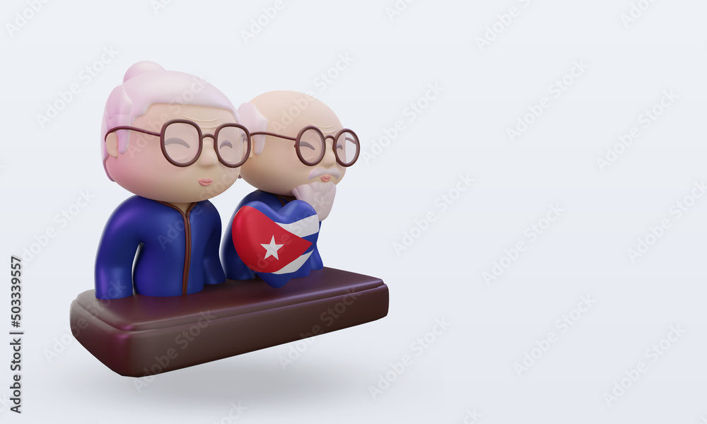 3d grandparents day love Cuba flag rendering left view 3d grandparents day love Cuba flag rendering left view