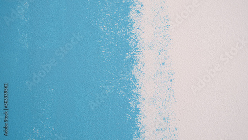 Wall painting white and blue. Wall repair and painting