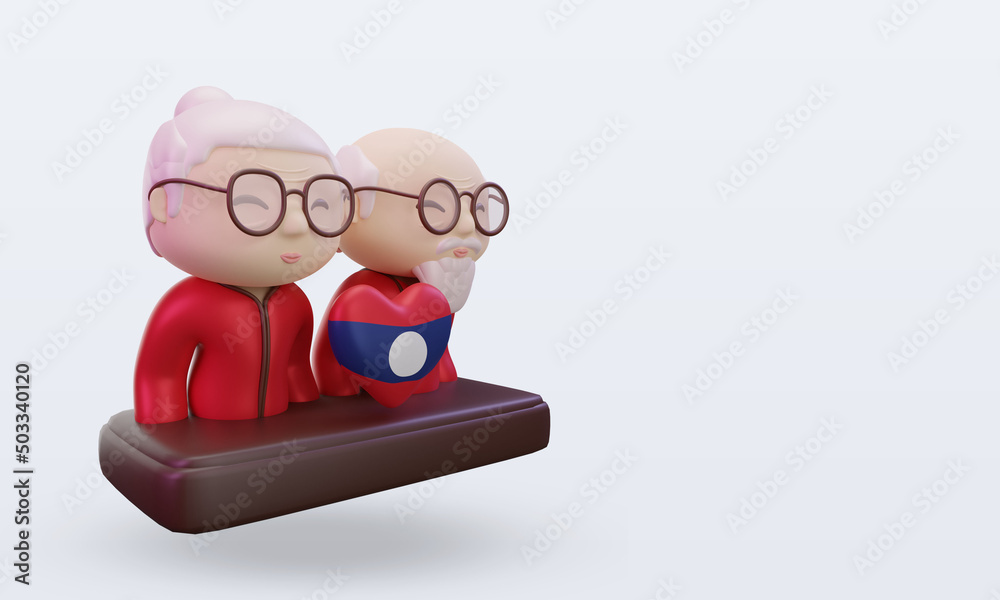 3d grandparents day love Laos flag rendering left view 3d grandparents day love Laos flag rendering left view