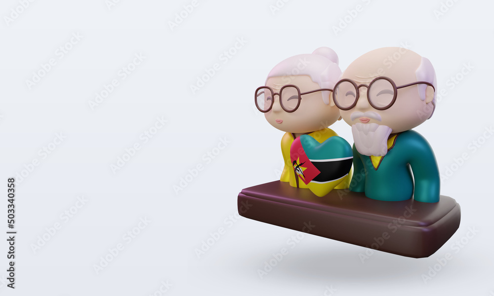 3d grandparents day love Mozambique flag rendering right view 3d grandparents day love Mozambique flag rendering right view
