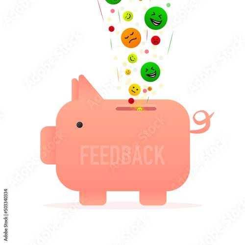 The moneybox in the form of a piggy bank collects likes. Vector illustration
