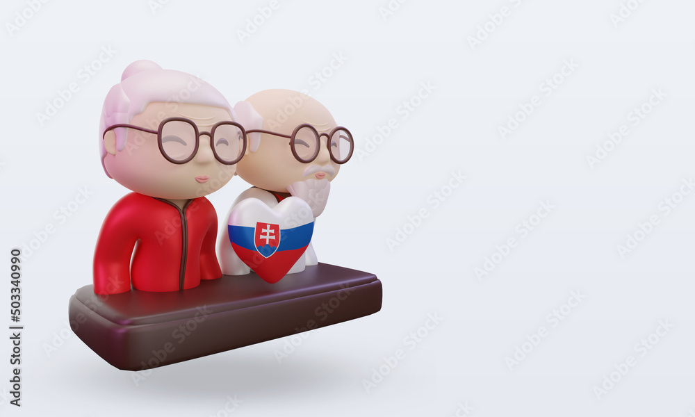 3d grandparents day love Slovakia flag rendering left view