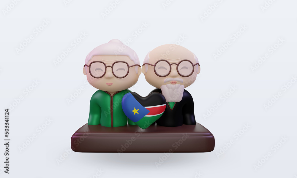 3d grandparents day love South Sudan flag rendering front view