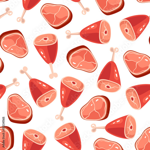 Meat beefsteak barbecue seamless cover wrapping pattern. Vector cartoon design illustration	