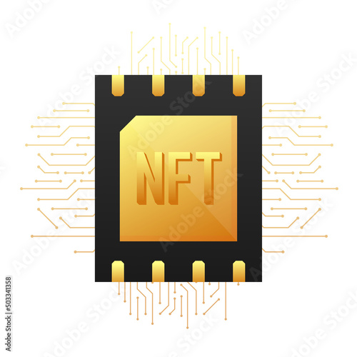 Icon with nft card. Non fungible token nft. Credit card. Bitcoin currency