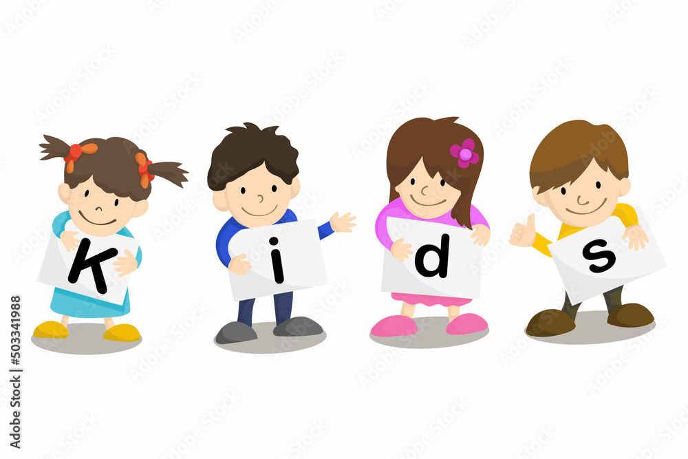 Funny children cartoon characters vector illustration Funny children cartoon characters vector illustration