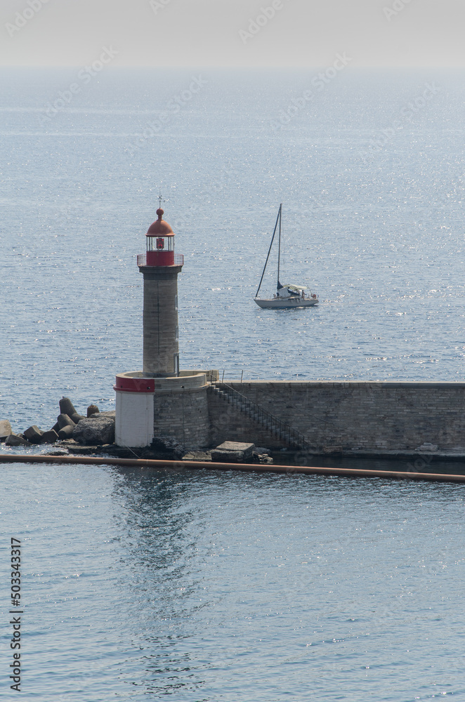 Lighthouse by the sea in Bastia city Corsica France