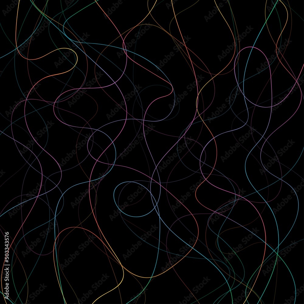 Abstract color lines wave black background Abstract color lines wave black background