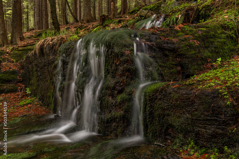 Geigenbachfalle waterfall near Groser Arber hill in Germany