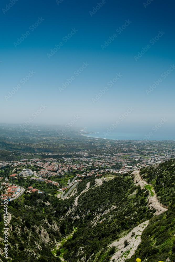 view of the coast from the hills