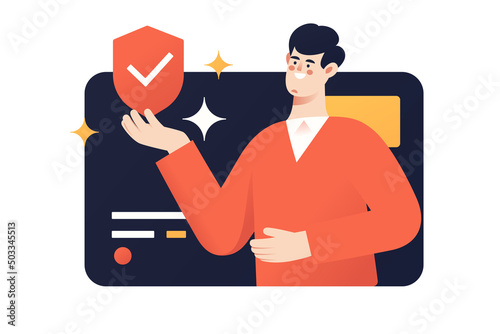 Credit card protection, secure payment vector illustration