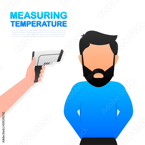 Linear measuring temperature for medical design. Vector logo