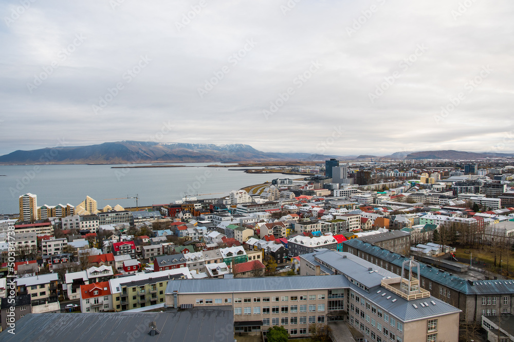 View over city of Reykjavik in Iceland