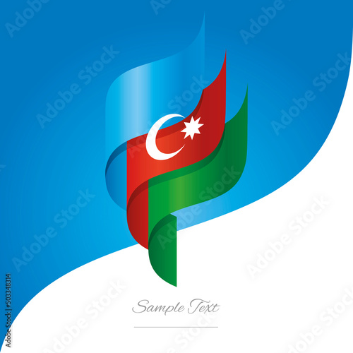 Abstract Azerbaijan 3D wavy flag blue red green modern ribbon strip logo icon abstract background vector